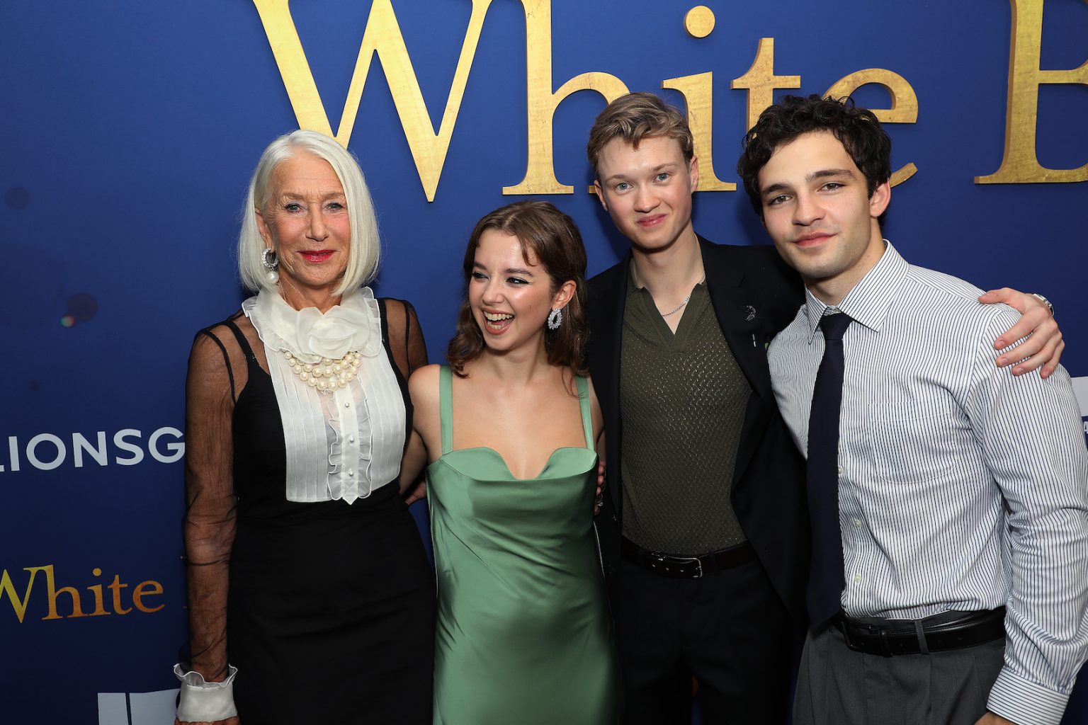 NY, New York, 9/26/24 - Helen Mirren, Ariella Glaser, Bryce Gheisar, and Orlando Schwerdt attends the New York Special Screening of Lionsgate’s “White Bird” -PICTURED: Helen Mirren, Ariella Glaser, Bryce Gheisar, and Orlando Schwerdt -PHOTO Marion Curtis / Starpix for Lionsgate Studios -Location: DGA Theather