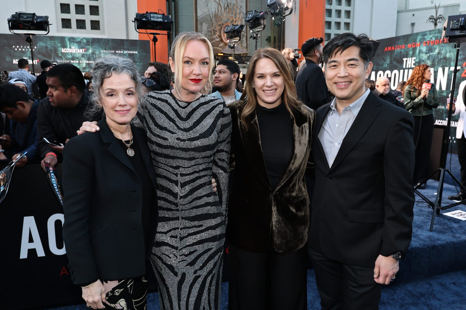 HOLLYWOOD, CALIFORNIA - APRIL 16: (L-R) Courtenay Valenti, Head of Film, Streaming, producer Lynette Howell Taylor, Julie Rapaport, Head of Film Creative and Strategy, Amazon MGM Studios, and Theatrical, Amazon MGM Studios, and Albert Cheng, VP, Head of Prime Video US, seen at the Amazon MGM Studios "The Accountant 2" Los Angeles Premiere at TCL Chinese Theatre on April 16, 2025 in Hollywood, California. (Photo by Eric Charbonneau/Amazon MGM Studios via Getty Images)
