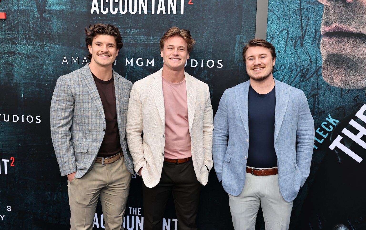 HOLLYWOOD, CALIFORNIA - APRIL 16: (L-R) Amos Johnson, Sam Johnson and Isaiah Johnson seen at the Amazon MGM Studios "The Accountant 2" Los Angeles Premiere at TCL Chinese Theatre on April 16, 2025 in Hollywood, California. (Photo by Eric Charbonneau/Amazon MGM Studios via Getty Images)