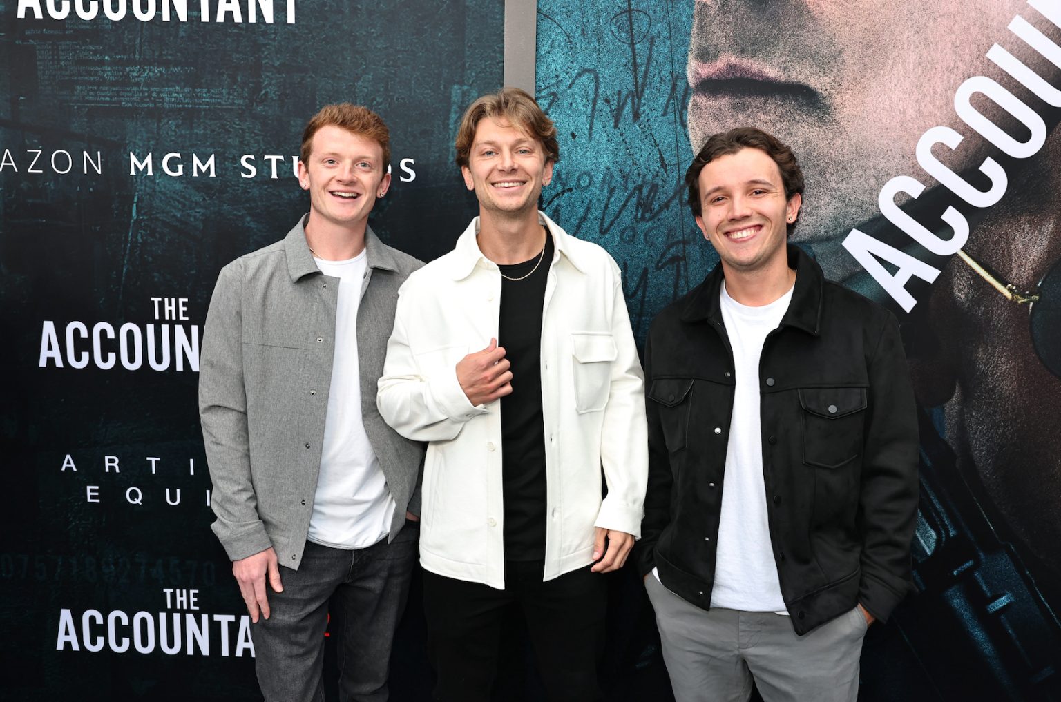 HOLLYWOOD, CALIFORNIA - APRIL 16: The Highland Bros (L-R) Daniel Cairy, Joseph Cairy and Dillon Rice seen at the Amazon MGM Studios "The Accountant 2" Los Angeles Premiere at TCL Chinese Theatre on April 16, 2025 in Hollywood, California. (Photo by Eric Charbonneau/Amazon MGM Studios via Getty Images)