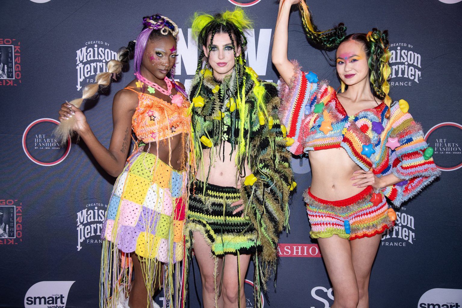 NEW YORK, NEW YORK - FEBRUARY 09: Models arrive on the red carpet wearing Chavelis Playhouse during New York Fashion Week Powered By Art Hearts Fashion at The Angel Orensanz Foundation on February 09, 2025 in New York City. (Photo by Mark Gunter/Getty Images for Art Hearts Fashion)