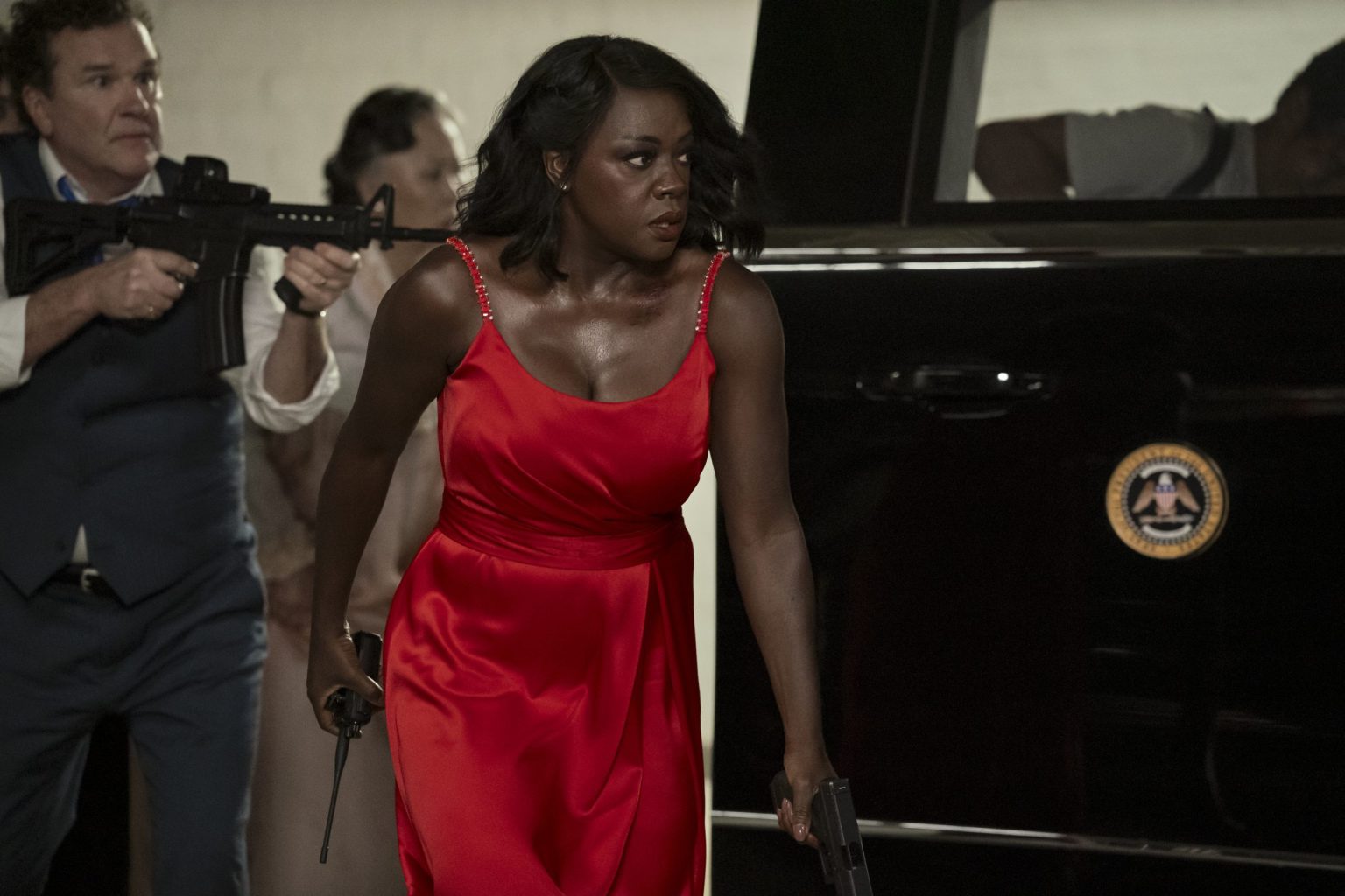 Douglas Hodge MeeWha Alana Lee Viola Davis in G20 (Photo Credit: Ilze Kitshoff / Prime Video Amazon Content Services LLC)