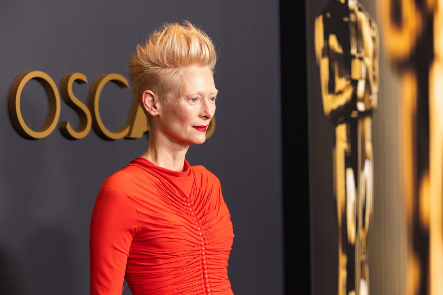 Tilda Swinton arrives at the 15th Governors Awards in the Ray Dolby Ballroom at Ovation Hollywood on Sunday, November 17, 2024.
