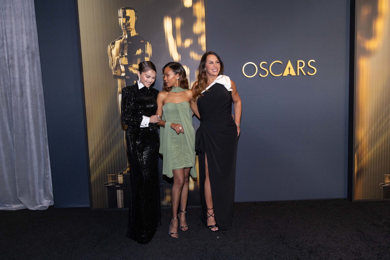 Selena Gomez, Zoe Saldaña, and Karla Sofía Gascón arrives at the 15th Governors Awards in the Ray Dolby Ballroom at Ovation Hollywood on Sunday, November 17, 2024.