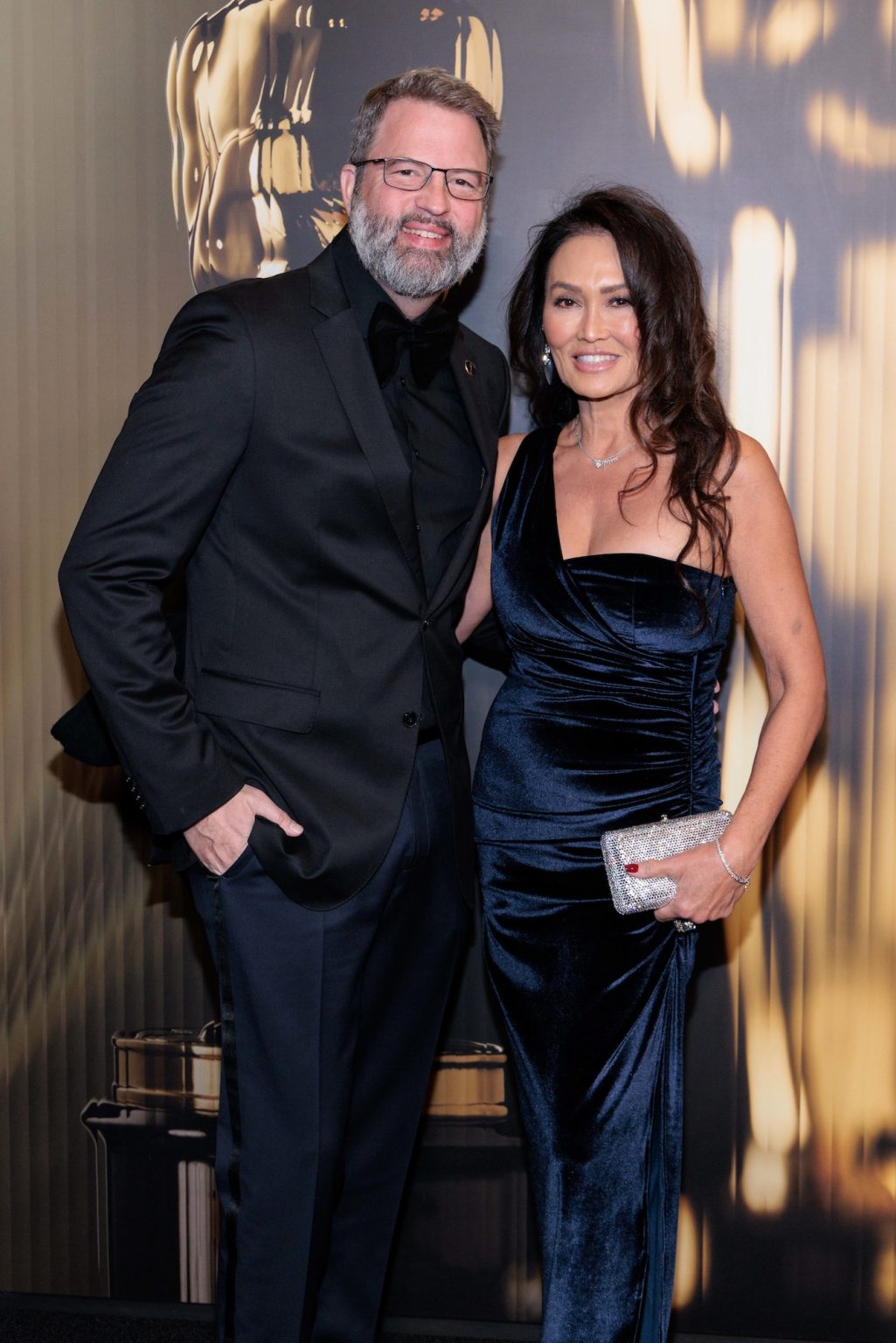 Paul Debevec and Tia Carrera arrive at the 15th Governors Awards in the Ray Dolby Ballroom at Ovation Hollywood on Sunday, November 17, 2024.