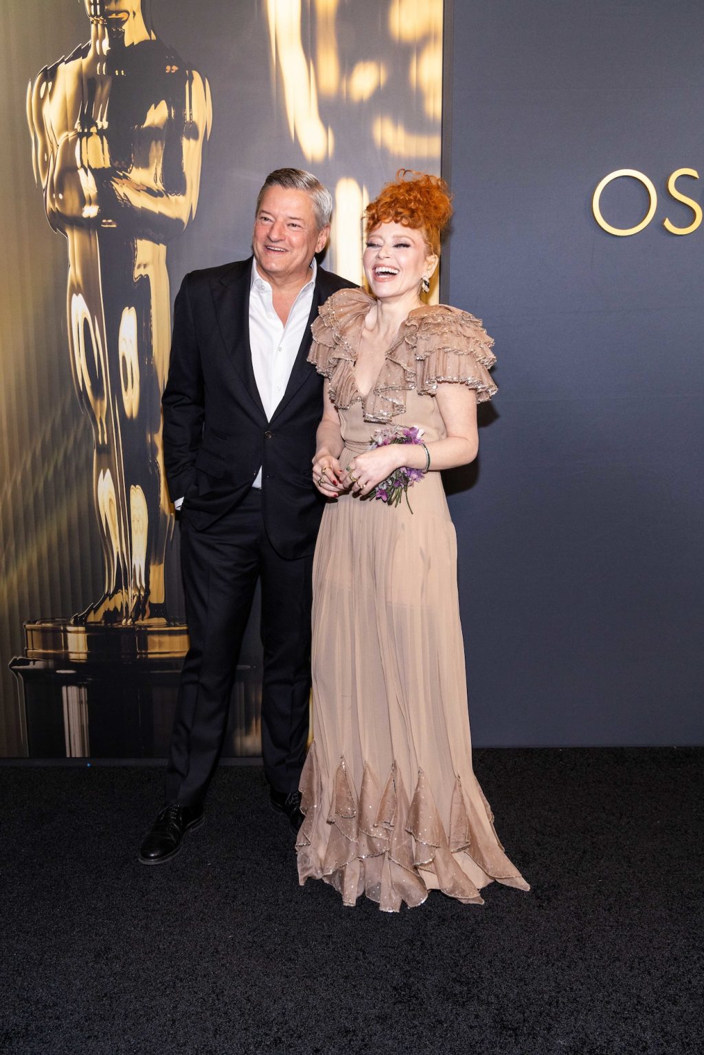 Ted Sarandos and Natasha Lyonne arrive at the 15th Governors Awards in the Ray Dolby Ballroom at Ovation Hollywood on Sunday, November 17, 2024.