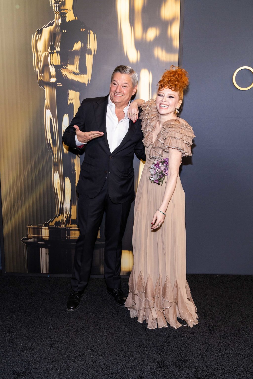Ted Sarandos and Natasha Lyonne arrive at the 15th Governors Awards in the Ray Dolby Ballroom at Ovation Hollywood on Sunday, November 17, 2024.
