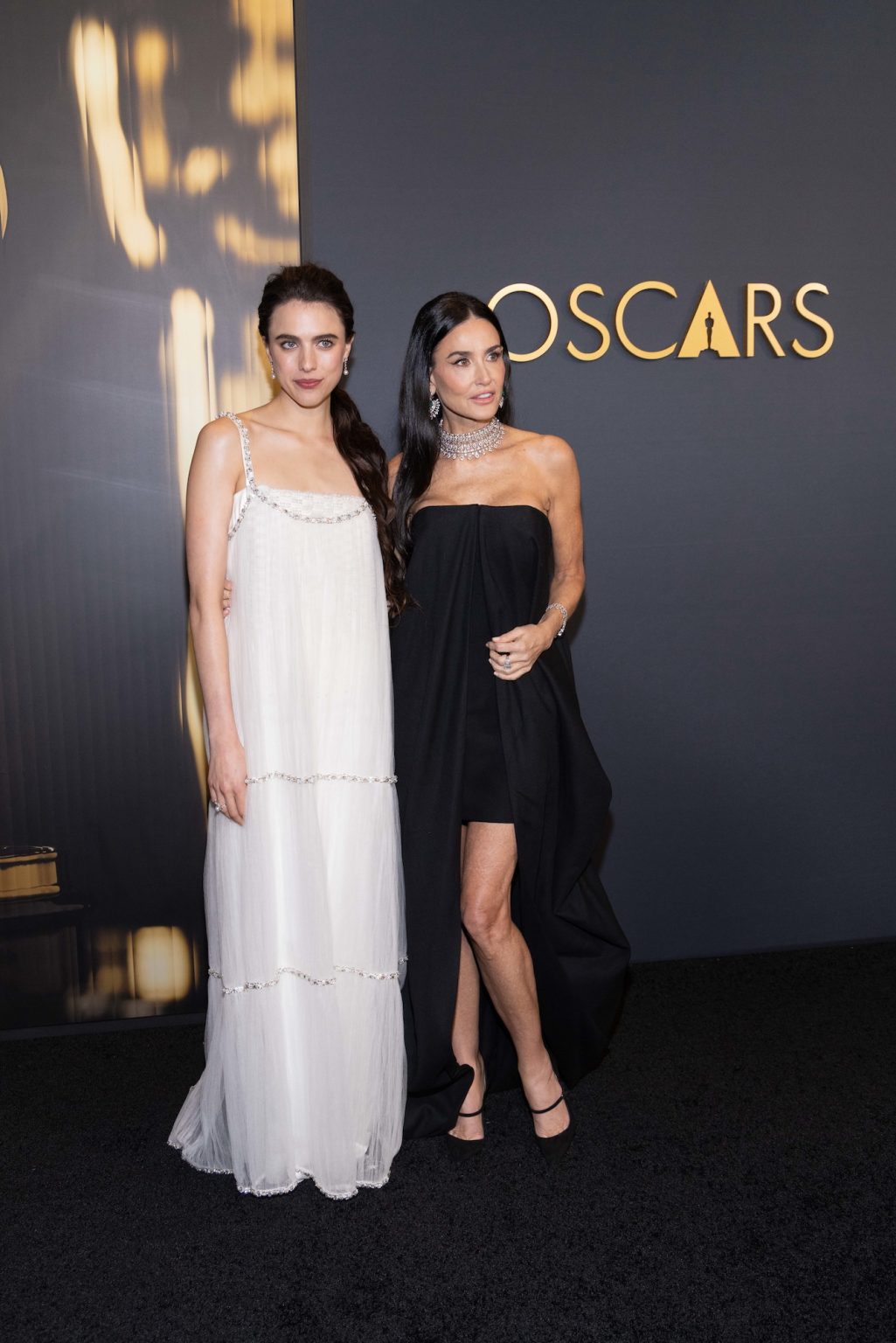 Margaret Qualley and Demi Moore arrive at the 15th Governors Awards in the Ray Dolby Ballroom at Ovation Hollywood on Sunday, November 17, 2024.