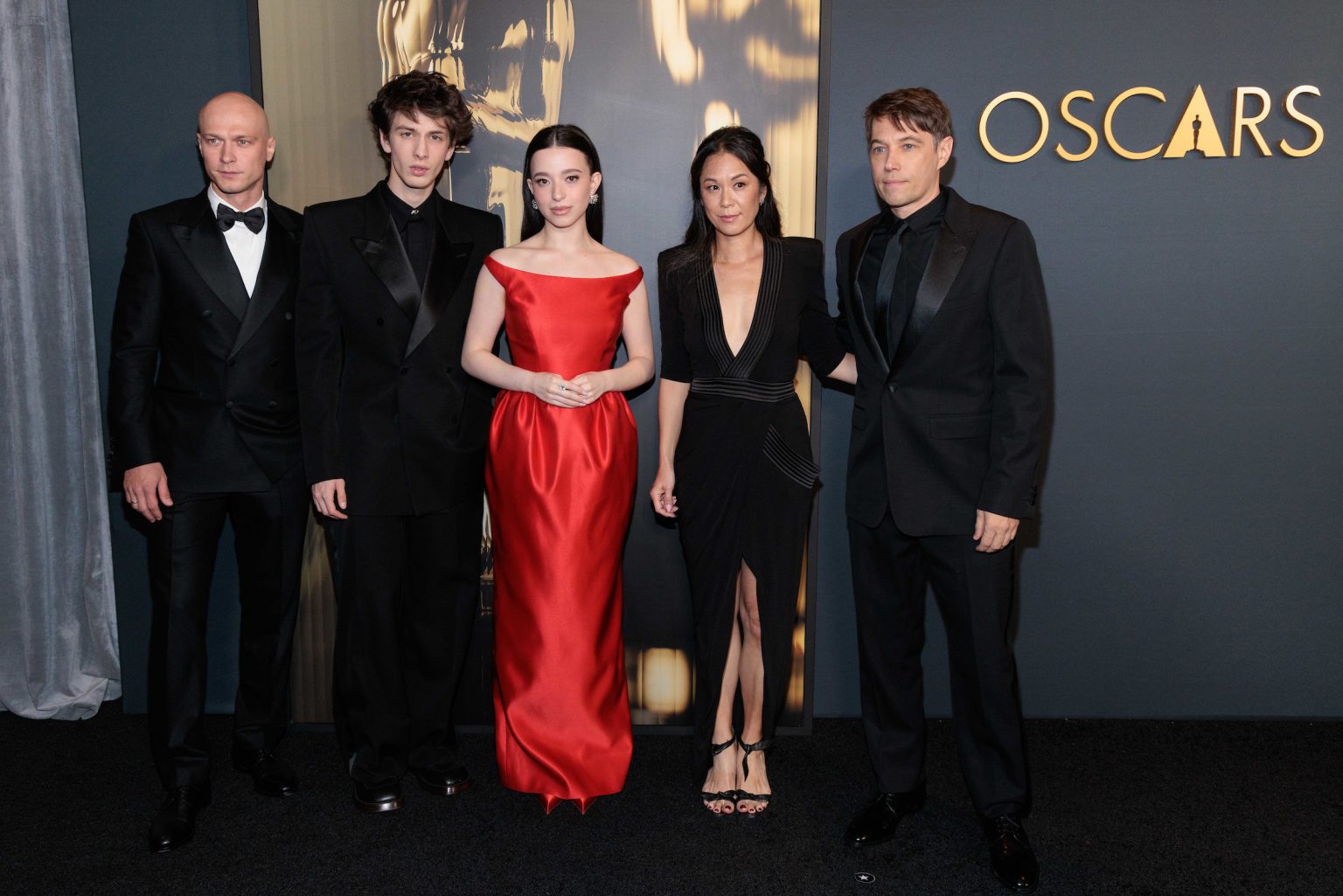 Yura Borisov, Mark Eidelstein, Mikey Madison, Samantha Quan, and Sean Baker arrives at the 15th Governors Awards in the Ray Dolby Ballroom at Ovation Hollywood on Sunday, November 17, 2024.