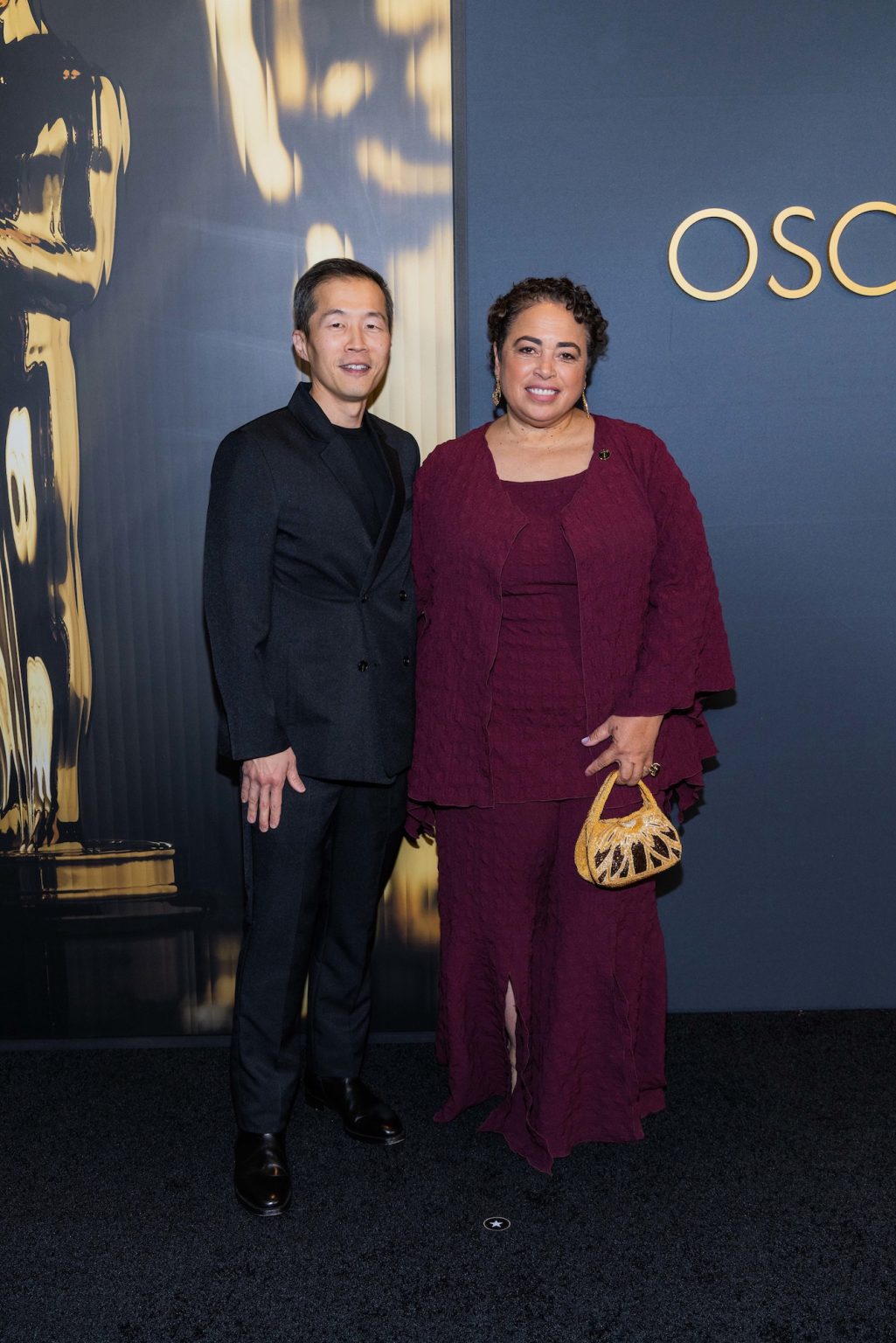 Lee Isaac Chung and Terilyn A. Shropshire arrive at the 15th Governors Awards in the Ray Dolby Ballroom at Ovation Hollywood on Sunday, November 17, 2024.