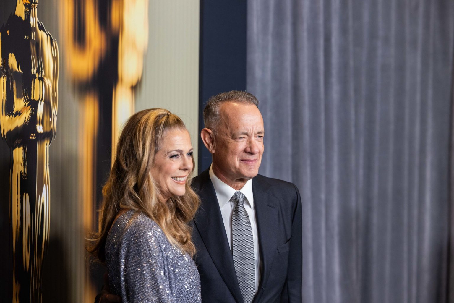 Rita Wilson and Tom Hanks arrive at the 15th Governors Awards in the Ray Dolby Ballroom at Ovation Hollywood on Sunday, November 17, 2024.