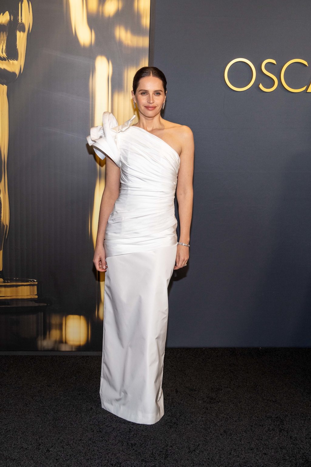 Felicity Jones arrives at the 15th Governors Awards in the Ray Dolby Ballroom at Ovation Hollywood on Sunday, November 17, 2024.