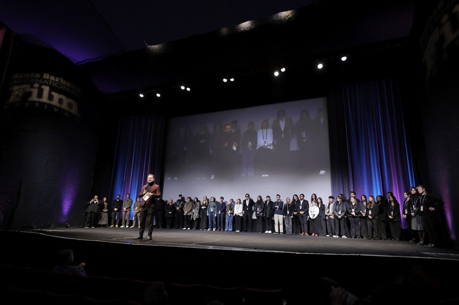 SANTA BARBARA, CALIFORNIA - FEBRUARY 15: SBIFF Managing Director Sean Pratt speaks onstage at the closing night film for "A Missing Part" during the 40th Santa Barbara International Film Festival on February 15, 2025 in Santa Barbara, California. (Photo by Tibrina Hobson/Getty Images for Santa Barbara International Film Festival)
