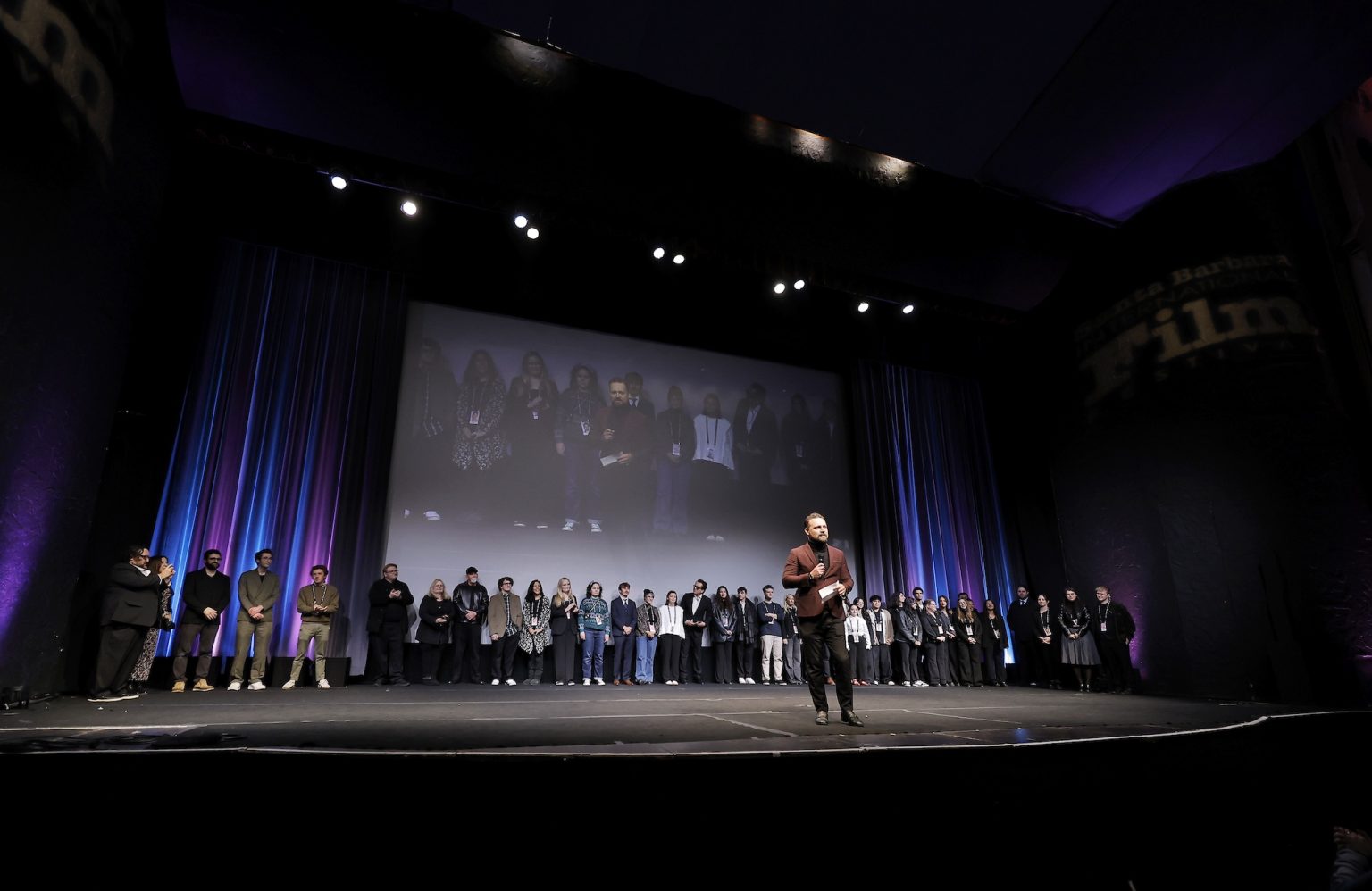 SANTA BARBARA, CALIFORNIA - FEBRUARY 15: SBIFF Managing Director Sean Pratt speaks onstage at the closing night film for "A Missing Part" during the 40th Santa Barbara International Film Festival on February 15, 2025 in Santa Barbara, California. (Photo by Tibrina Hobson/Getty Images for Santa Barbara International Film Festival)