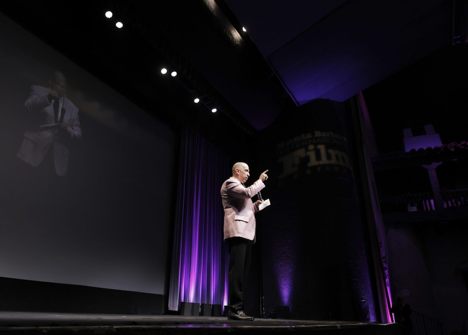 SANTA BARBARA, CALIFORNIA - FEBRUARY 15: SBIFF Board President Ernesto Paredes speaks onstage at the closing night film for "A Missing Part" during the 40th Santa Barbara International Film Festival on February 15, 2025 in Santa Barbara, California. (Photo by Tibrina Hobson/Getty Images for Santa Barbara International Film Festival)