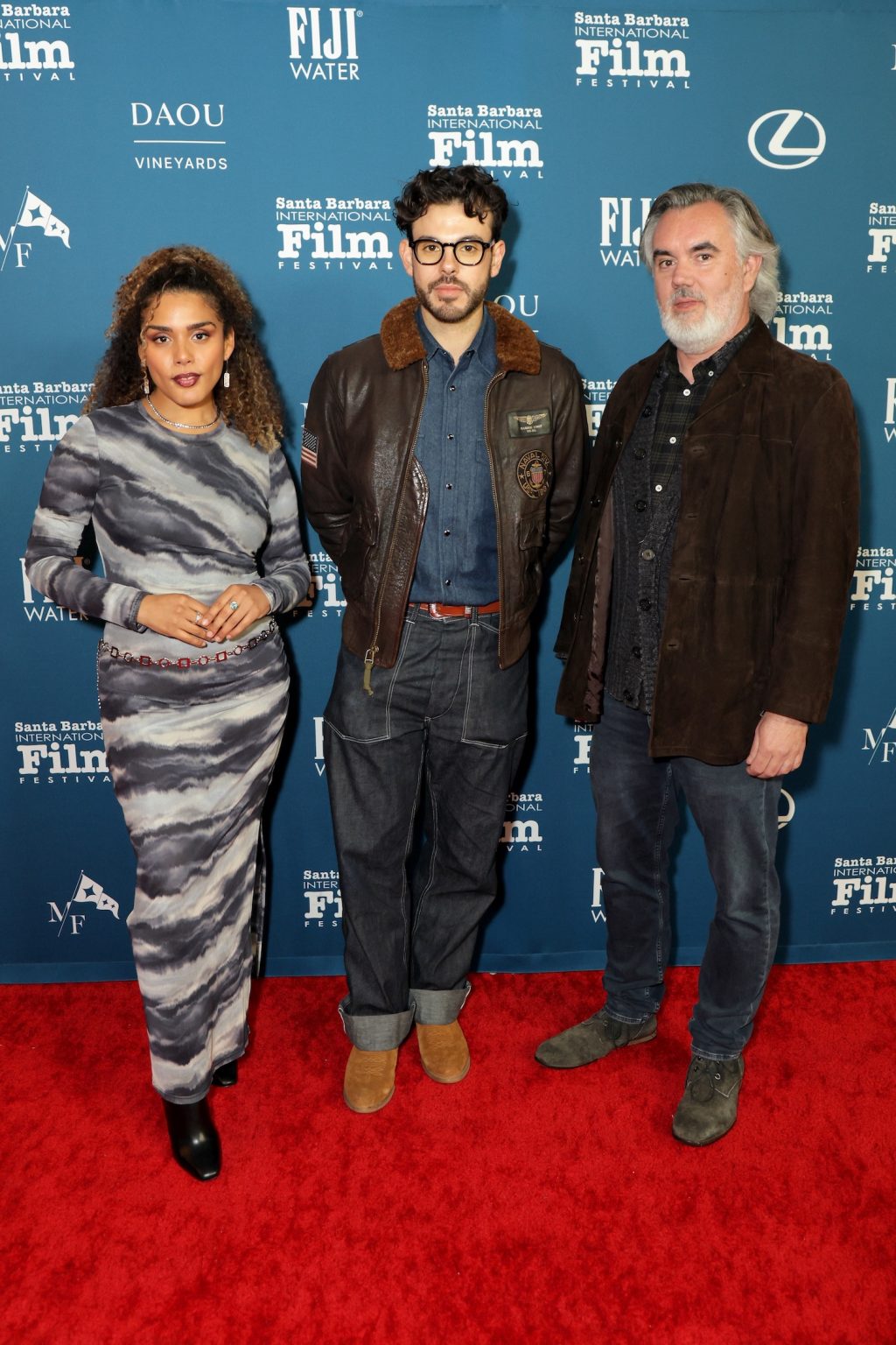 SANTA BARBARA, CALIFORNIA - FEBRUARY 12: (L-R) Gloria S. Álvarez, Kyle Provencio Reingold, and Neil Butler attend the American Riviera Award ceremony during the 40th Santa Barbara International Film Festival at The Arlington Theatre on February 12, 2025 in Santa Barbara, California. (Photo by Rebecca Sapp/Getty Images for Santa Barbara International Film Festival)