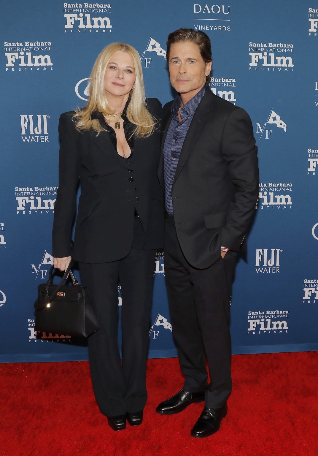 SANTA BARBARA, CALIFORNIA - FEBRUARY 12: Sheryl Berkoff and Rob Lowe attend the American Riviera Award during the 40th Santa Barbara International Film Festival at The Arlington Theatre on February 12, 2025 in Santa Barbara, California. (Photo by Tibrina Hobson/Getty Images for Santa Barbara International Film Festival)