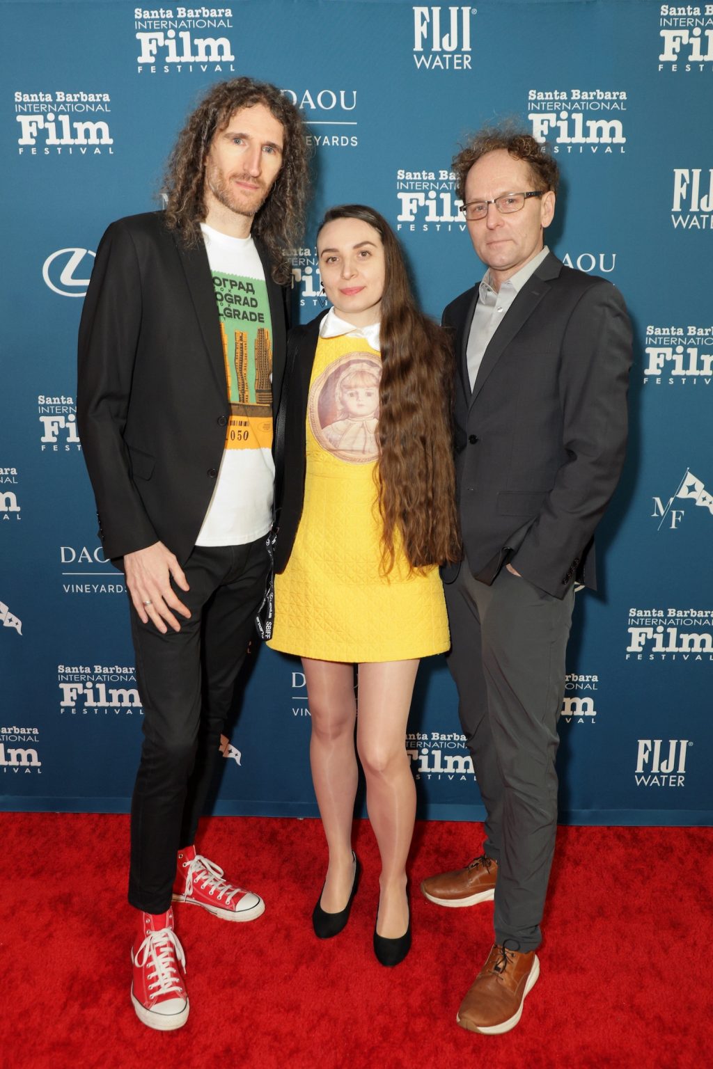 SANTA BARBARA, CALIFORNIA - FEBRUARY 12: (L-R) Nikica Novaković, Maja Novaković, and Skye Fitzgerald attend the American Riviera Award ceremony during the 40th Santa Barbara International Film Festival at The Arlington Theatre on February 12, 2025 in Santa Barbara, California. (Photo by Rebecca Sapp/Getty Images for Santa Barbara International Film Festival)