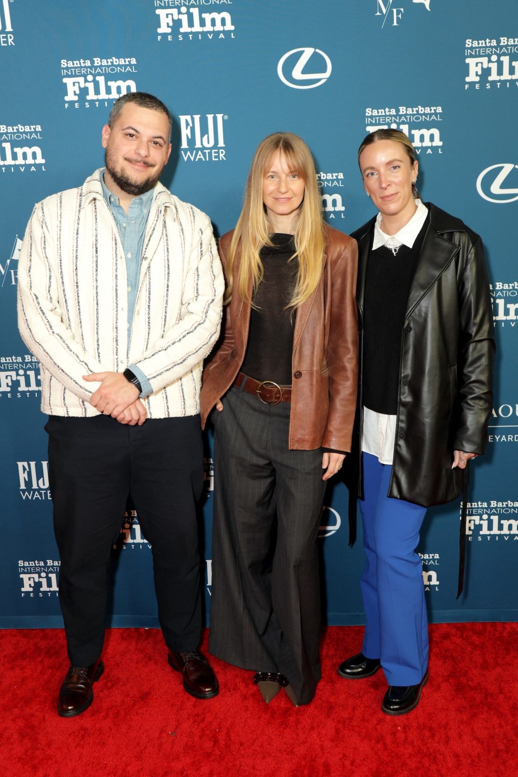 SANTA BARBARA, CALIFORNIA - FEBRUARY 12: Francesco Raffo, Madeline Clayton, and Cole Grom attend the American Riviera Award ceremony during the 40th Santa Barbara International Film Festival at The Arlington Theatre on February 12, 2025 in Santa Barbara, California. (Photo by Rebecca Sapp/Getty Images for Santa Barbara International Film Festival)