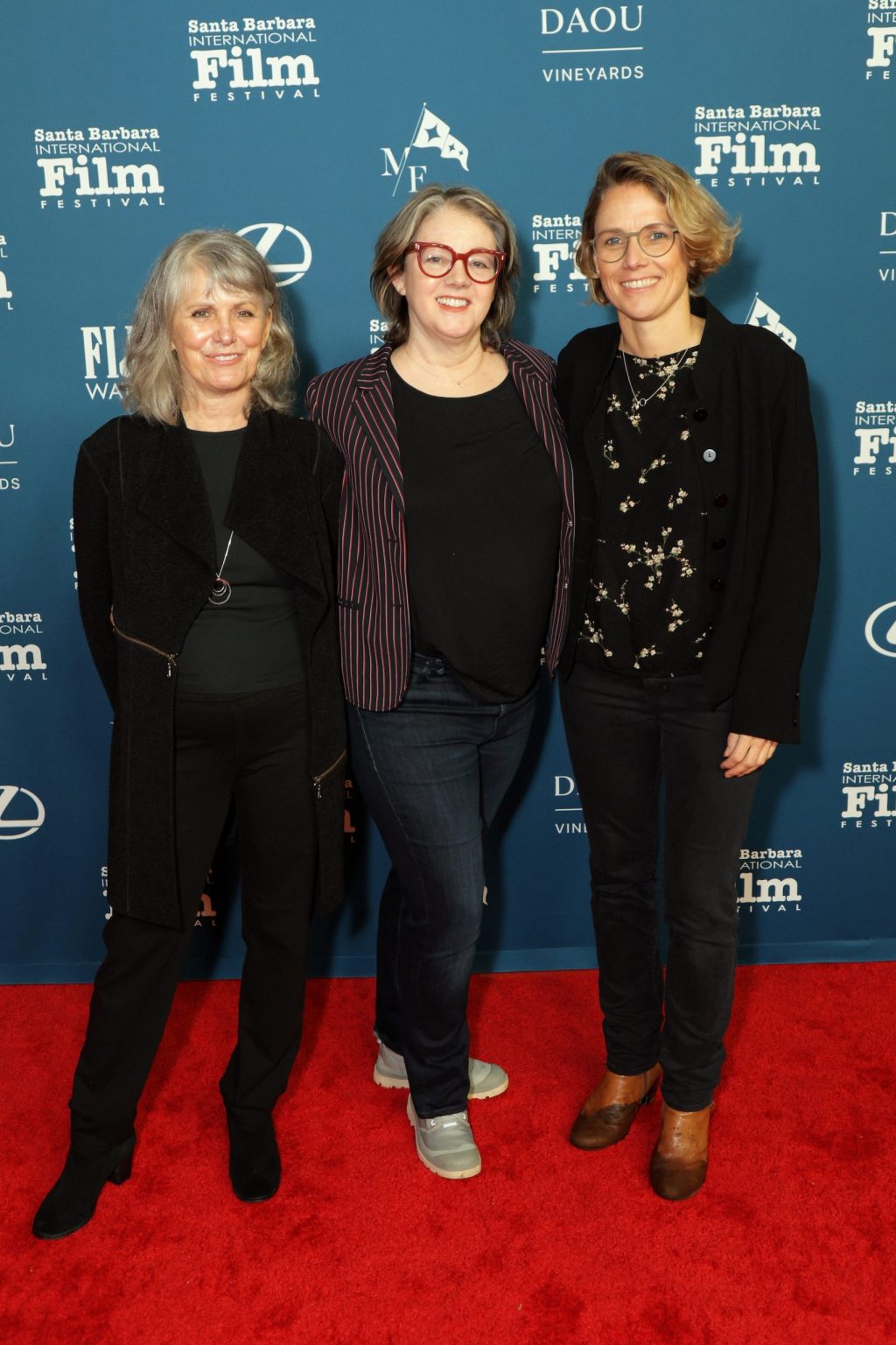 SANTA BARBARA, CALIFORNIA - FEBRUARY 13: (L-R) Ann Telnaes, Laura Nix, and Hanne Phlypo attend the Cinema Vanguard Award ceremony during the 40th Santa Barbara International Film Festival at The Arlington Theatre on February 13, 2025 in Santa Barbara, California. (Photo by Rebecca Sapp/Getty Images for Santa Barbara International Film Festival)