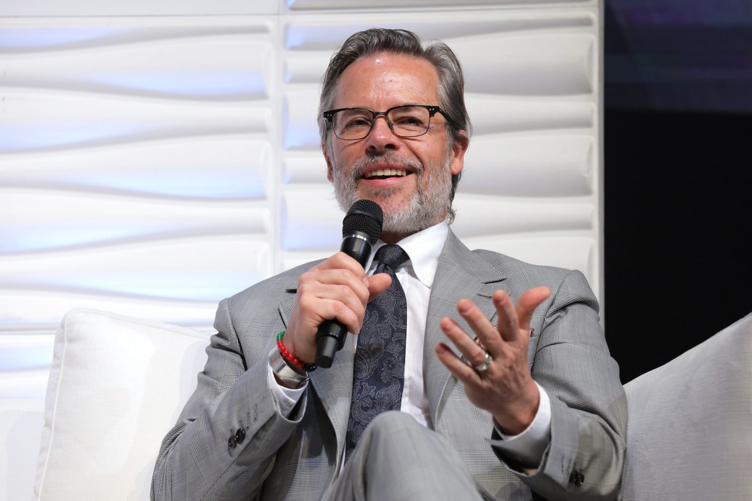 FEBRUARY 13: Guy Pearce speak onstage at the Cinema Vanguard Award during the 40th Santa Barbara International Film Festival at The Arlington Theatre on February 13, 2025 in Santa Barbara, California. (Photo by Tibrina Hobson/Getty Images for Santa Barbara International Film Festival)