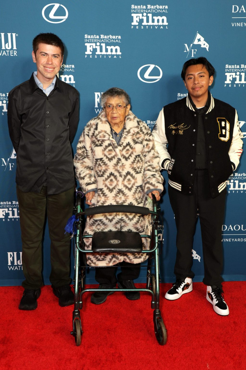 SANTA BARBARA, CALIFORNIA - FEBRUARY 13: (L-R) Ryan Grant, Ernestine Ygnacio-De Soto, and Jonathan Coronado attend the Cinema Vanguard Award ceremony during the 40th Santa Barbara International Film Festival at The Arlington Theatre on February 13, 2025 in Santa Barbara, California. (Photo by Rebecca Sapp/Getty Images for Santa Barbara International Film Festival)