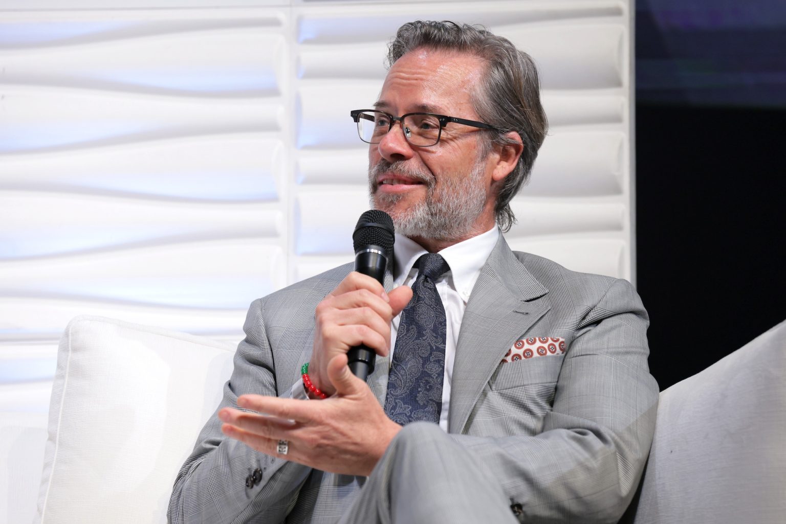 FEBRUARY 13: Guy Pearce speak onstage at the Cinema Vanguard Award during the 40th Santa Barbara International Film Festival at The Arlington Theatre on February 13, 2025 in Santa Barbara, California. (Photo by Tibrina Hobson/Getty Images for Santa Barbara International Film Festival)