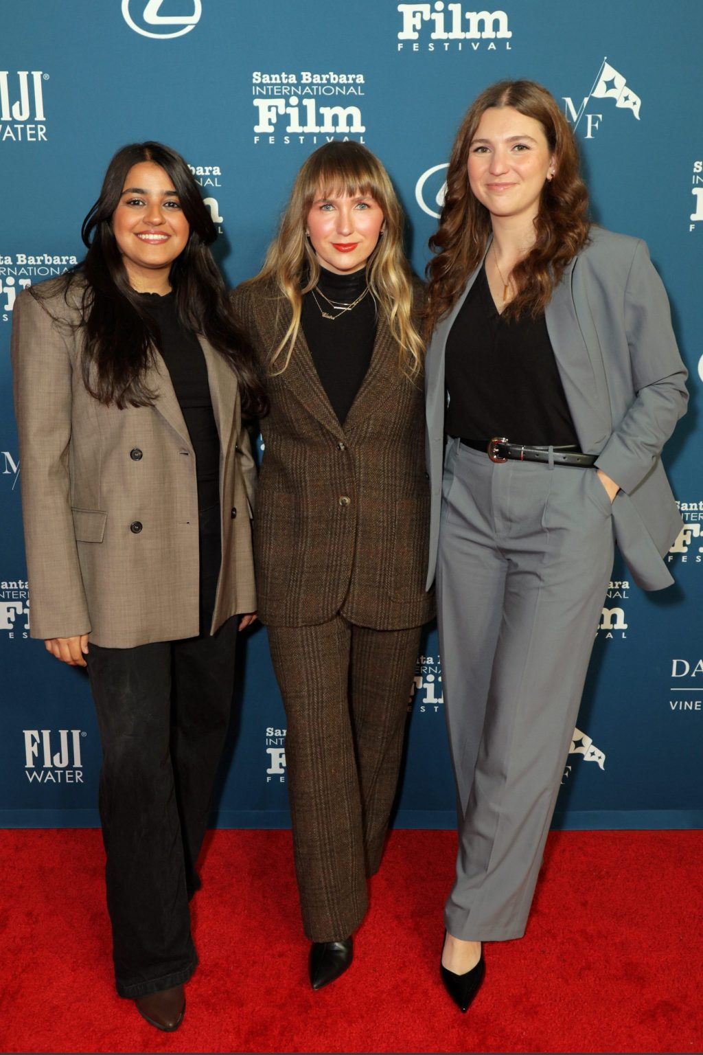 SANTA BARBARA, CALIFORNIA - FEBRUARY 13: (L-R) Maanvi Jalota, Tori Kotsen, and Claire Sliney attend the Cinema Vanguard Award ceremony during the 40th Santa Barbara International Film Festival at The Arlington Theatre on February 13, 2025 in Santa Barbara, California. (Photo by Rebecca Sapp/Getty Images for Santa Barbara International Film Festival)
