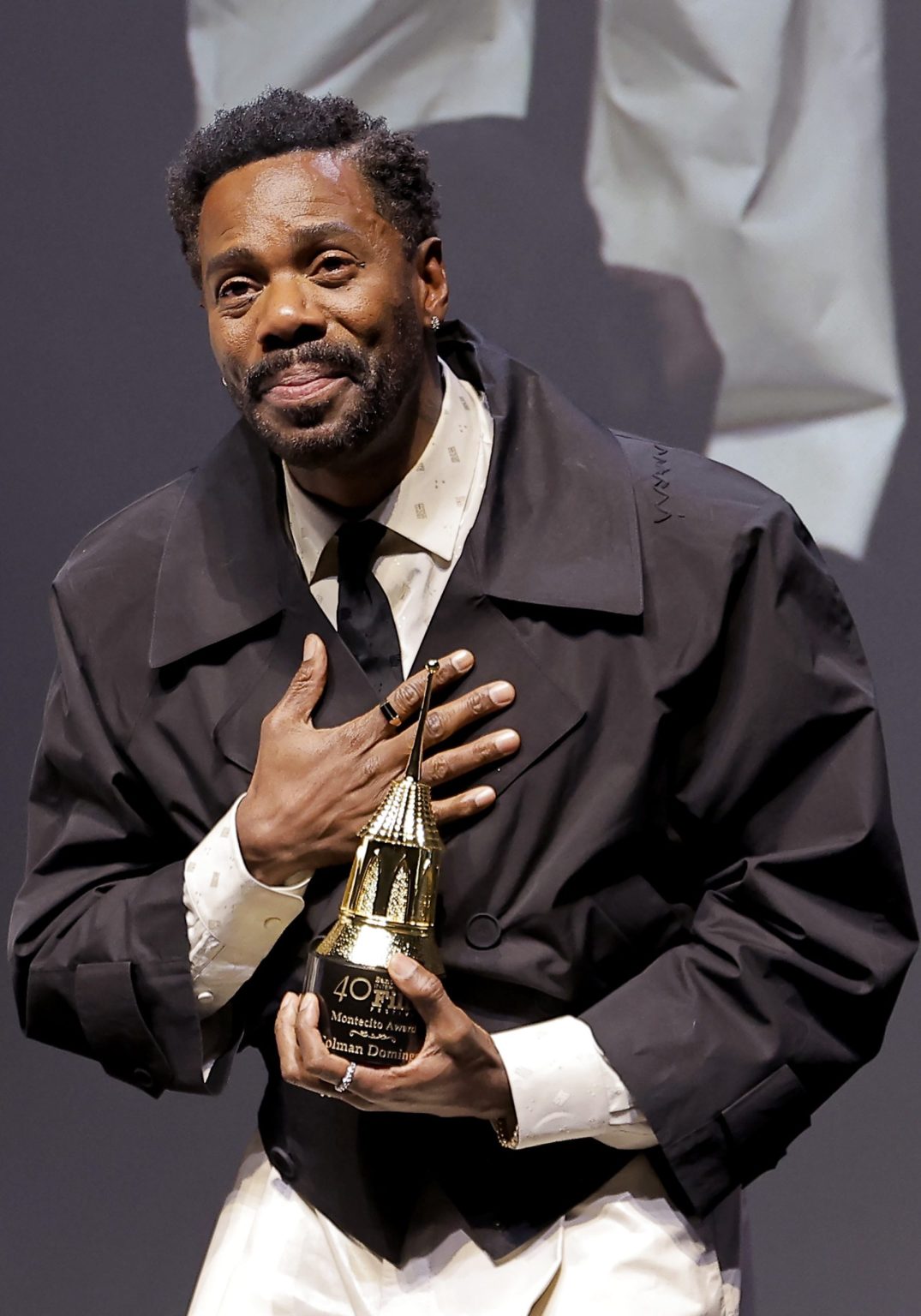 SANTA BARBARA, CALIFORNIA - FEBRUARY 14: Colman Domingo receives the Montecito Award during the 40th Santa Barbara International Film Festival at The Arlington Theatre on February 14, 2025 in Santa Barbara, California. (Photo by Tibrina Hobson/Getty Images for Santa Barbara International Film Festival)