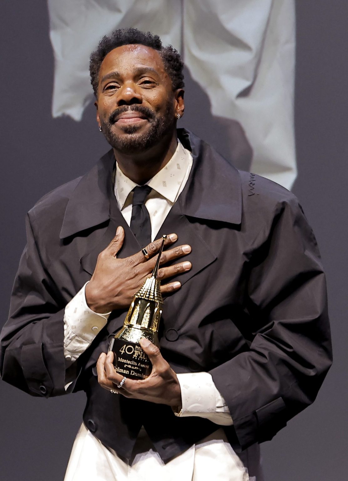 SANTA BARBARA, CALIFORNIA - FEBRUARY 14: Colman Domingo receives the Montecito Award during the 40th Santa Barbara International Film Festival at The Arlington Theatre on February 14, 2025 in Santa Barbara, California. (Photo by Tibrina Hobson/Getty Images for Santa Barbara International Film Festival)