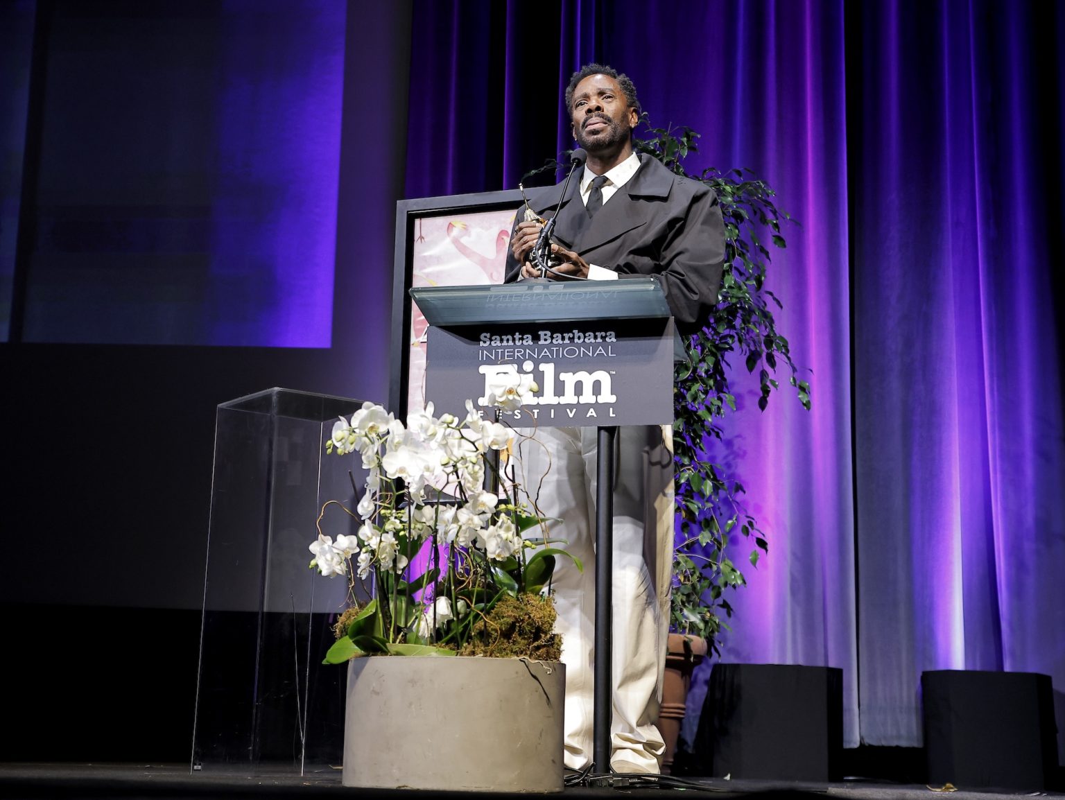 SANTA BARBARA, CALIFORNIA - FEBRUARY 14: Colman Domingo receives the Montecito Award during the 40th Santa Barbara International Film Festival at The Arlington Theatre on February 14, 2025 in Santa Barbara, California. (Photo by Tibrina Hobson/Getty Images for Santa Barbara International Film Festival)
