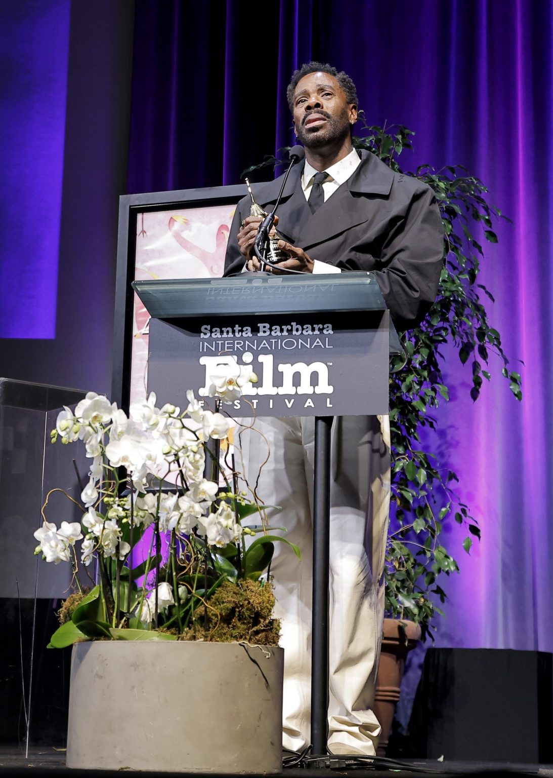 SANTA BARBARA, CALIFORNIA - FEBRUARY 14: Colman Domingo receives the Montecito Award during the 40th Santa Barbara International Film Festival at The Arlington Theatre on February 14, 2025 in Santa Barbara, California. (Photo by Tibrina Hobson/Getty Images for Santa Barbara International Film Festival)