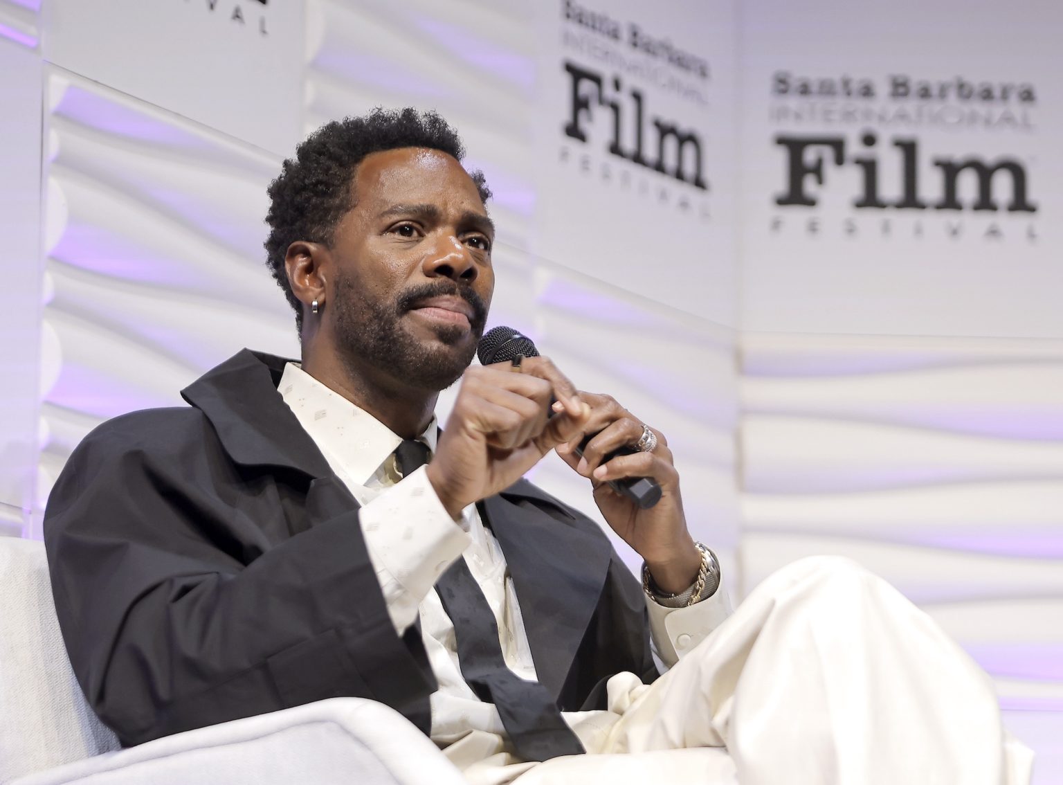 SANTA BARBARA, CALIFORNIA - FEBRUARY 14: Honoree Colman Domingo speaks onstage at the Montecito Award ceremony during the 40th Santa Barbara International Film Festival at The Arlington Theatre on February 14, 2025 in Santa Barbara, California. (Photo by Tibrina Hobson/Getty Images for Santa Barbara International Film Festival)