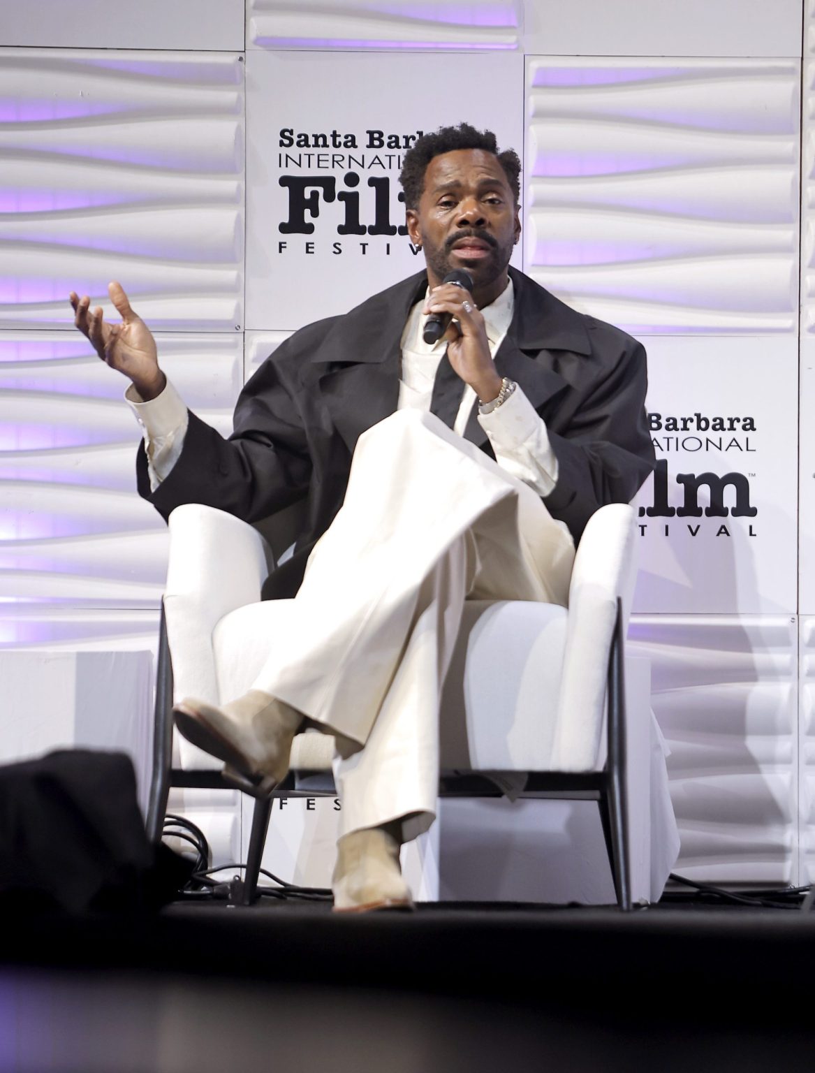 SANTA BARBARA, CALIFORNIA - FEBRUARY 14: Honoree Colman Domingo speaks onstage at the Montecito Award ceremony during the 40th Santa Barbara International Film Festival at The Arlington Theatre on February 14, 2025 in Santa Barbara, California. (Photo by Tibrina Hobson/Getty Images for Santa Barbara International Film Festival)