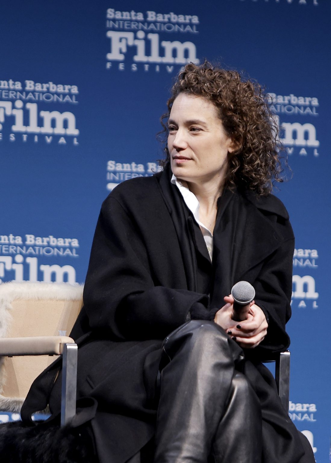 SANTA BARBARA, CALIFORNIA - FEBRUARY 10: Coralie Fargea speaks onstage at the producers panel at the 40th Santa Barbara International Film Festival on February 10, 2025 in Santa Barbara, California. (Photo by Tibrina Hobson/Getty Images for Santa Barbara International Film Festival)