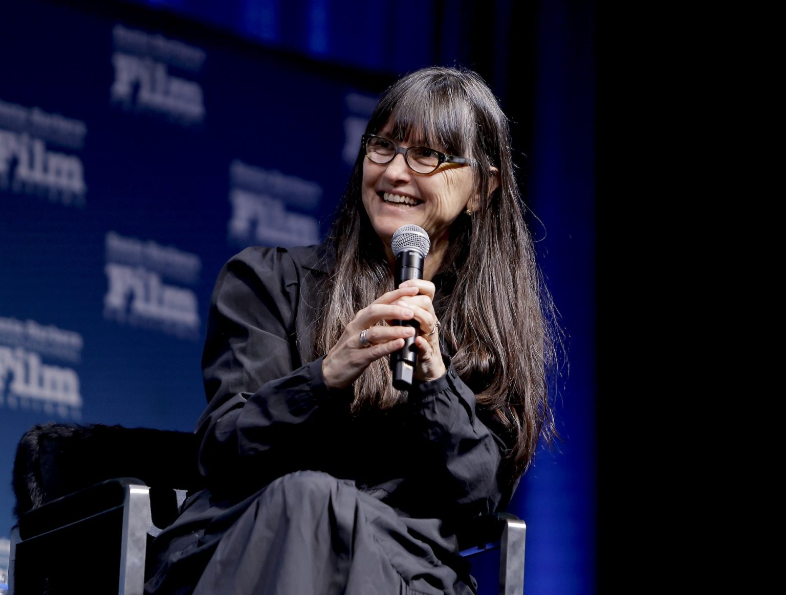 SANTA BARBARA, CALIFORNIA - FEBRUARY 15: Paula DuPré Pesmen speaks onstage at the Women's Panel durning the 40th Santa Barbara International Film Fest on February 15, 2025 in Santa Barbara, California. (Photo by Tibrina Hobson/Getty Images for Santa Barbara International Film Festival)