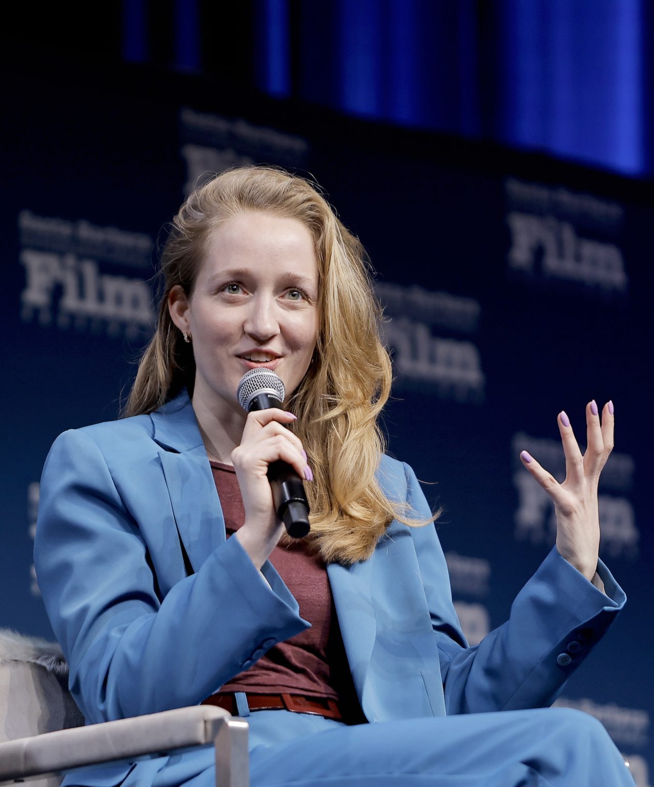 SANTA BARBARA, CALIFORNIA - FEBRUARY 15: Victoria Warmerdam speaks onstage at the Women's Panel durning the 40th Santa Barbara International Film Fest on February 15, 2025 in Santa Barbara, California. (Photo by Tibrina Hobson/Getty Images for Santa Barbara International Film Festival)