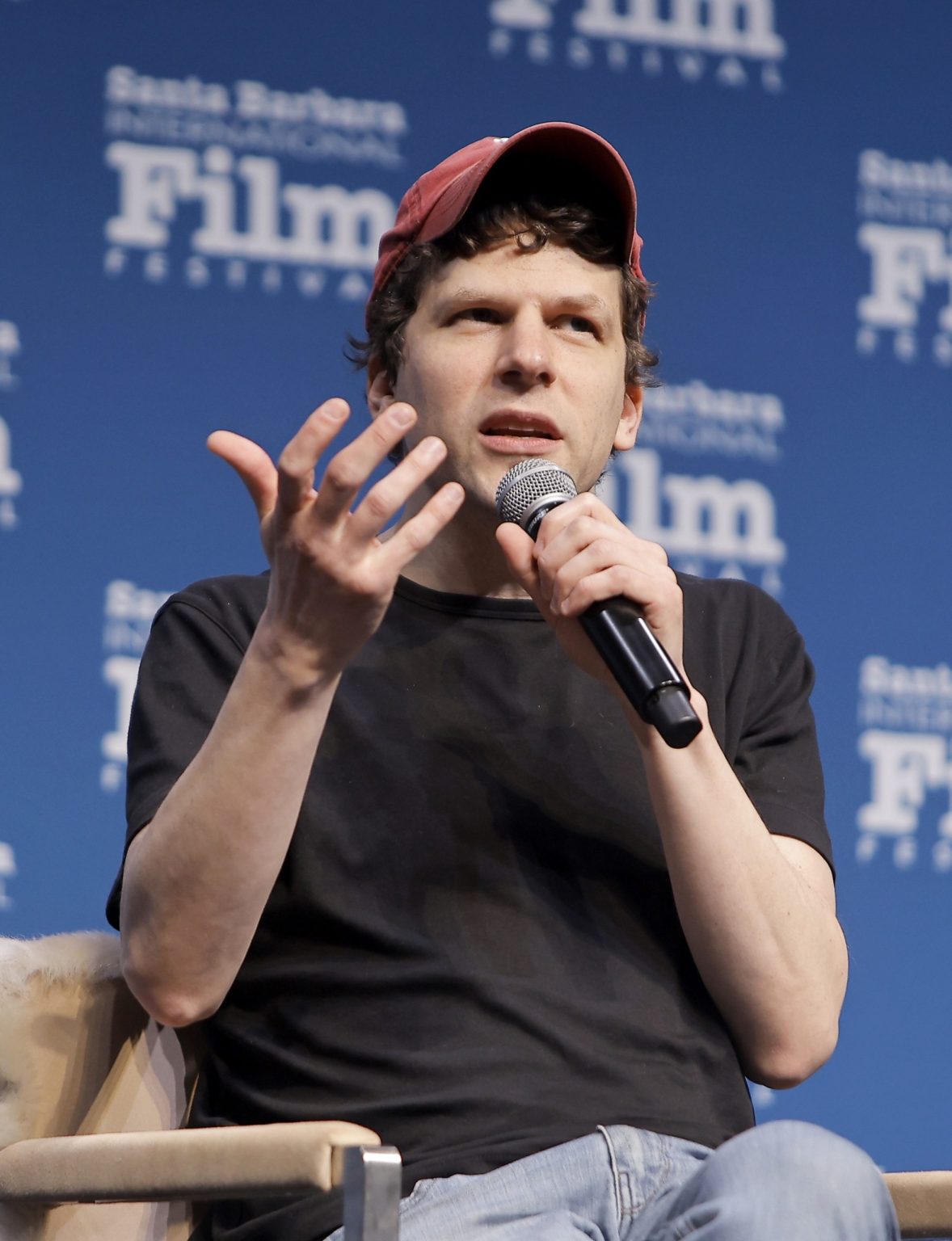 SANTA BARBARA, CALIFORNIA - FEBRUARY 08: Jesse Eisenberg speaks onstage at the writers panel at the 40th Santa Barbara International Film Festival on February 08, 2025 in Santa Barbara, California. (Photo by Tibrina Hobson/Getty Images for Santa Barbara International Film Festival)