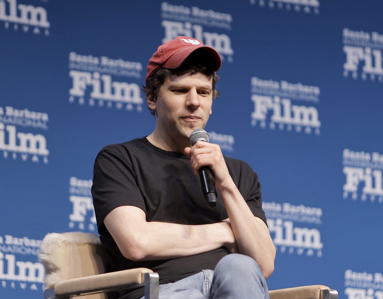 SANTA BARBARA, CALIFORNIA - FEBRUARY 08: Jesse Eisenberg speaks onstage at the writers panel at the 40th Santa Barbara International Film Festival on February 08, 2025 in Santa Barbara, California. (Photo by Tibrina Hobson/Getty Images for Santa Barbara International Film Festival)