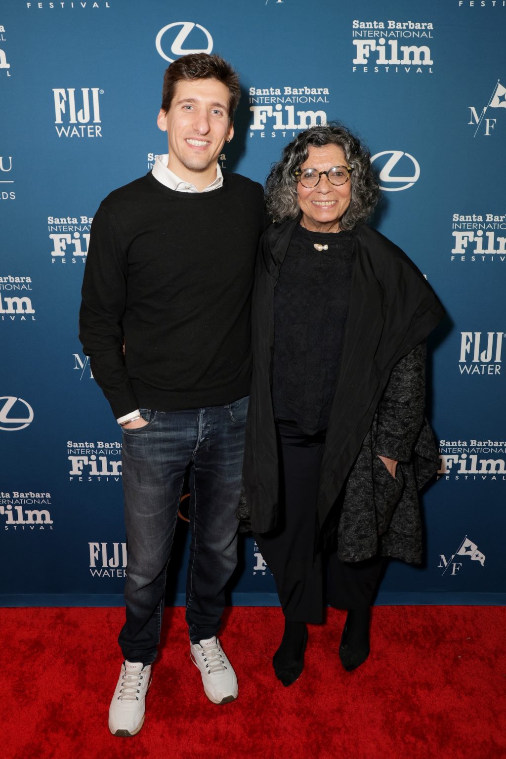 SANTA BARBARA, CALIFORNIA - FEBRUARY 05: (L-R) Maxim Derevianko and Christine La Monte attend the Maltin Modern Master Award ceremony during the 40th Santa Barbara International Film Festival at Arlington Theatre on February 05, 2025 in Santa Barbara, California. (Photo by Rebecca Sapp/Getty Images for Santa Barbara International Film Festival)