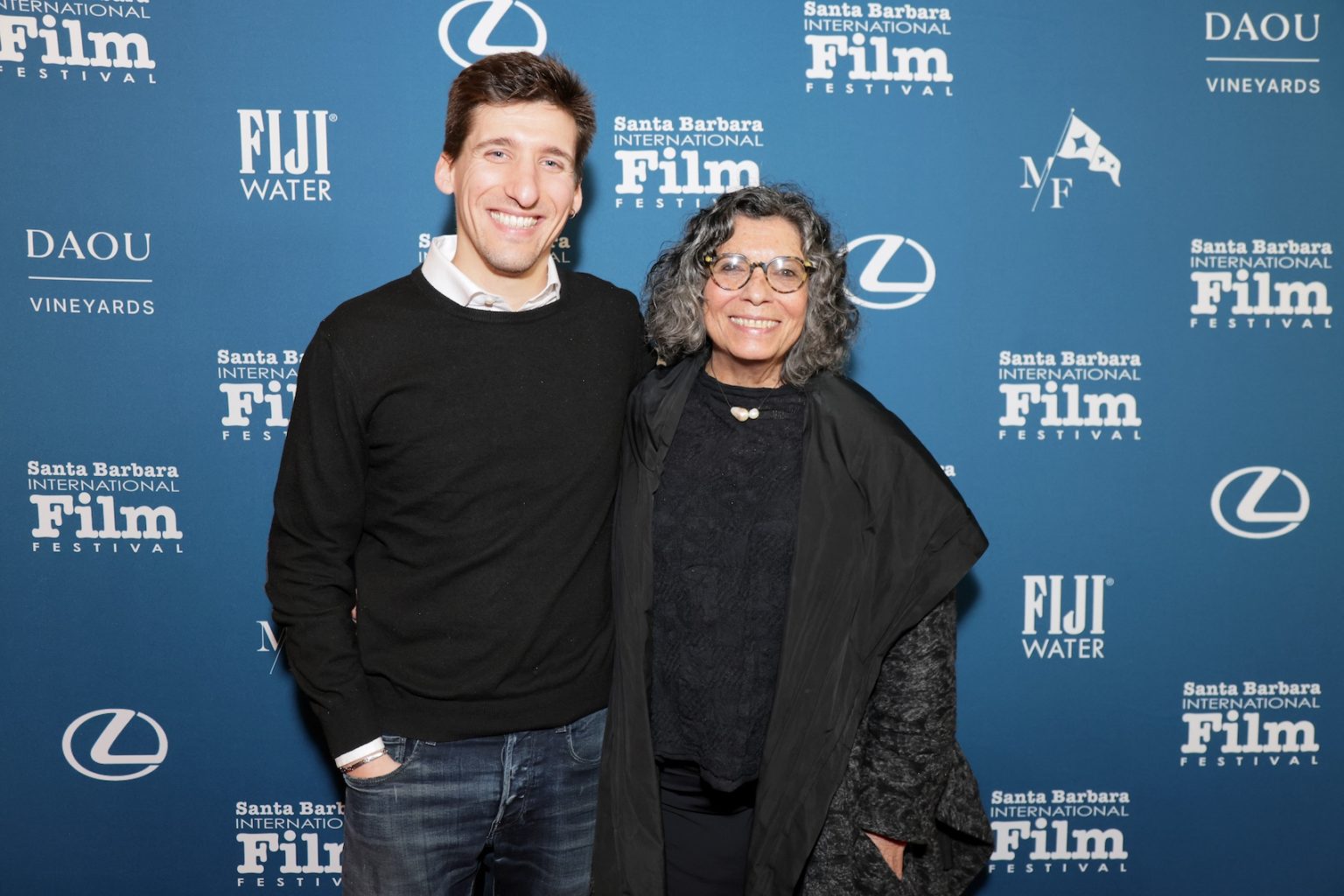 SANTA BARBARA, CALIFORNIA - FEBRUARY 05: (L-R) Maxim Derevianko and Christine La Monte attend the Maltin Modern Master Award ceremony during the 40th Santa Barbara International Film Festival at Arlington Theatre on February 05, 2025 in Santa Barbara, California. (Photo by Rebecca Sapp/Getty Images for Santa Barbara International Film Festival)