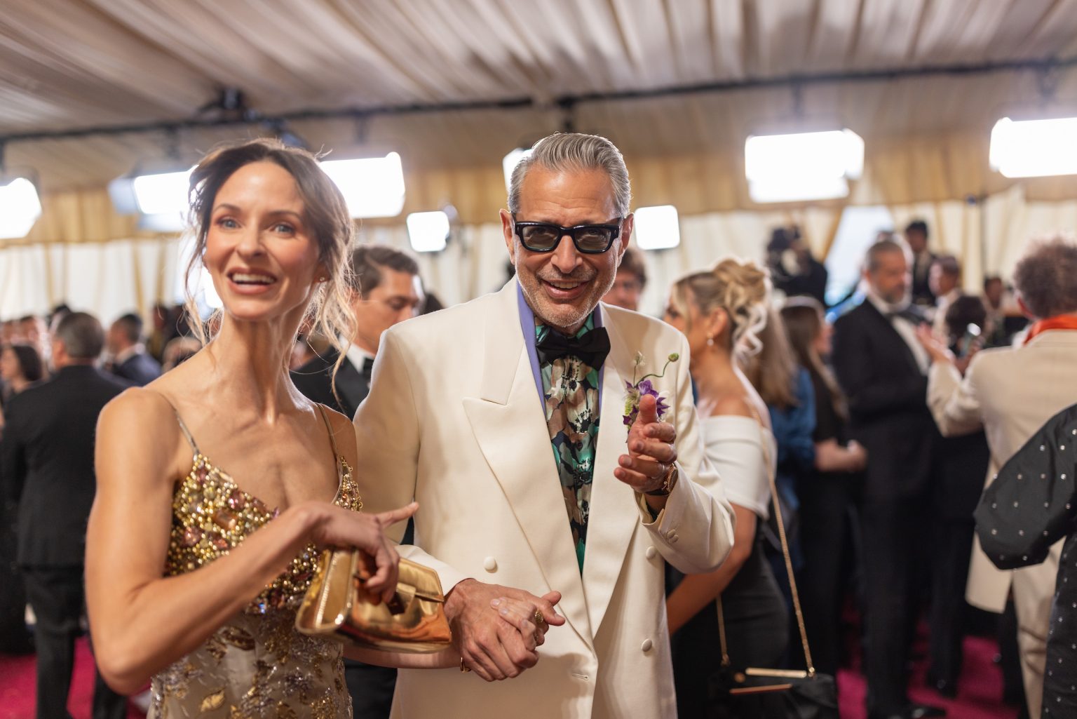 Emilie Livingston and Jeff Goldblum arrive on the red carpet of the 97th Oscars® at the Dolby® Theatre at Ovation Hollywood on Sunday, March 2, 2025.