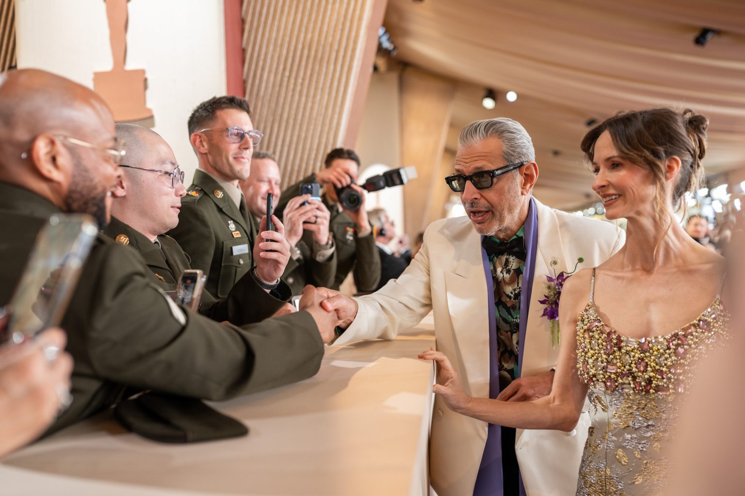 Jeff Goldblum and Emilie Livingston arrive on the red carpet of the 97th Oscars® at the Dolby® Theatre at Ovation Hollywood on Sunday, March 2, 2025.