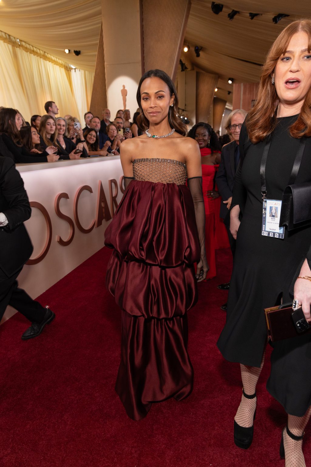 Zoe Saldana arrives on the red carpet of the 97th Oscars® at the Dolby® Theatre at Ovation Hollywood on Sunday, March 2, 2025.