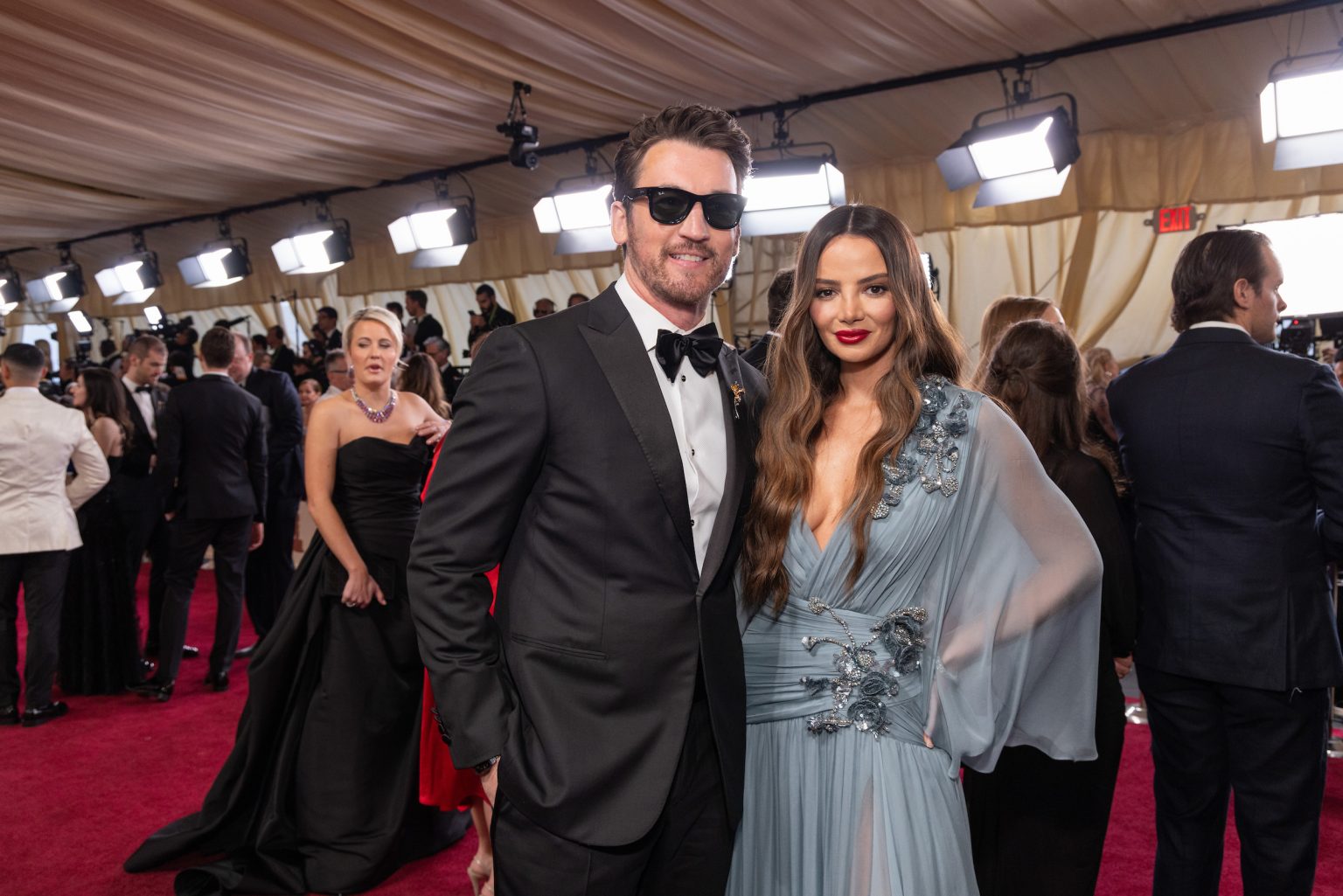 Miles Teller and Keleigh Sperry arrive on the red carpet of the 97th Oscars® at the Dolby® Theatre at Ovation Hollywood on Sunday, March 2, 2025.
