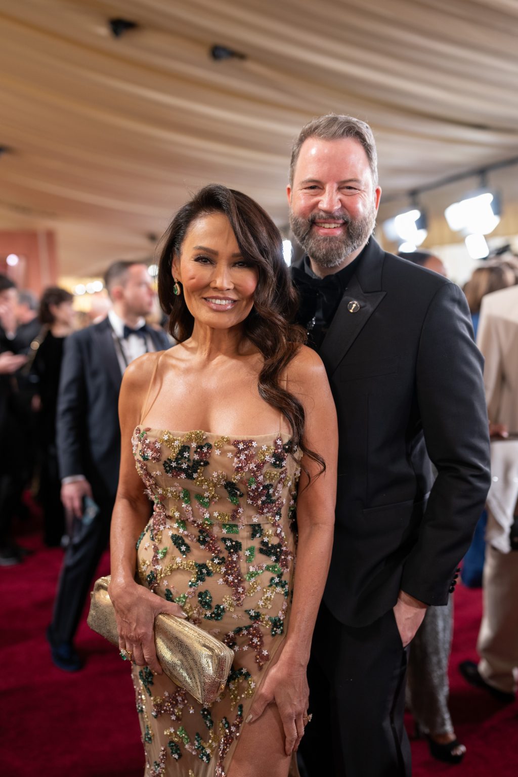 Tia Carrere and guest arrive on the red carpet of the 97th Oscars® at the Dolby® Theatre at Ovation Hollywood on Sunday, March 2, 2025.