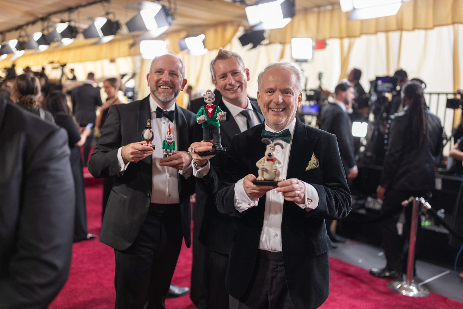 Richard Beek, Merlin Crossingham, and Nick Park and arrive on the red carpet of the 97th Oscars® at the Dolby® Theatre at Ovation Hollywood on Sunday, March 2, 2025.