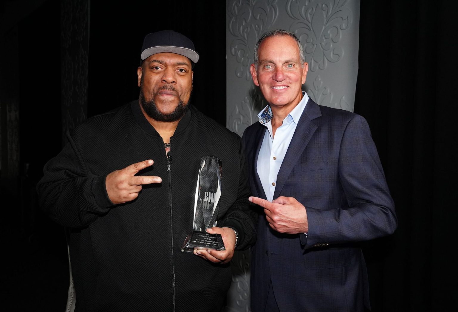 ATLANTA, GEORGIA - APRIL 03: (L-R) John P. Kee and Mike O'Neill, BMI President & CEO attend the 2025 BMI Trailblazers of Gospel Music Awards at Flourish Atlanta on April 03, 2025 in Atlanta, Georgia. (Photo by Erika Goldring/Getty Images for BMI)