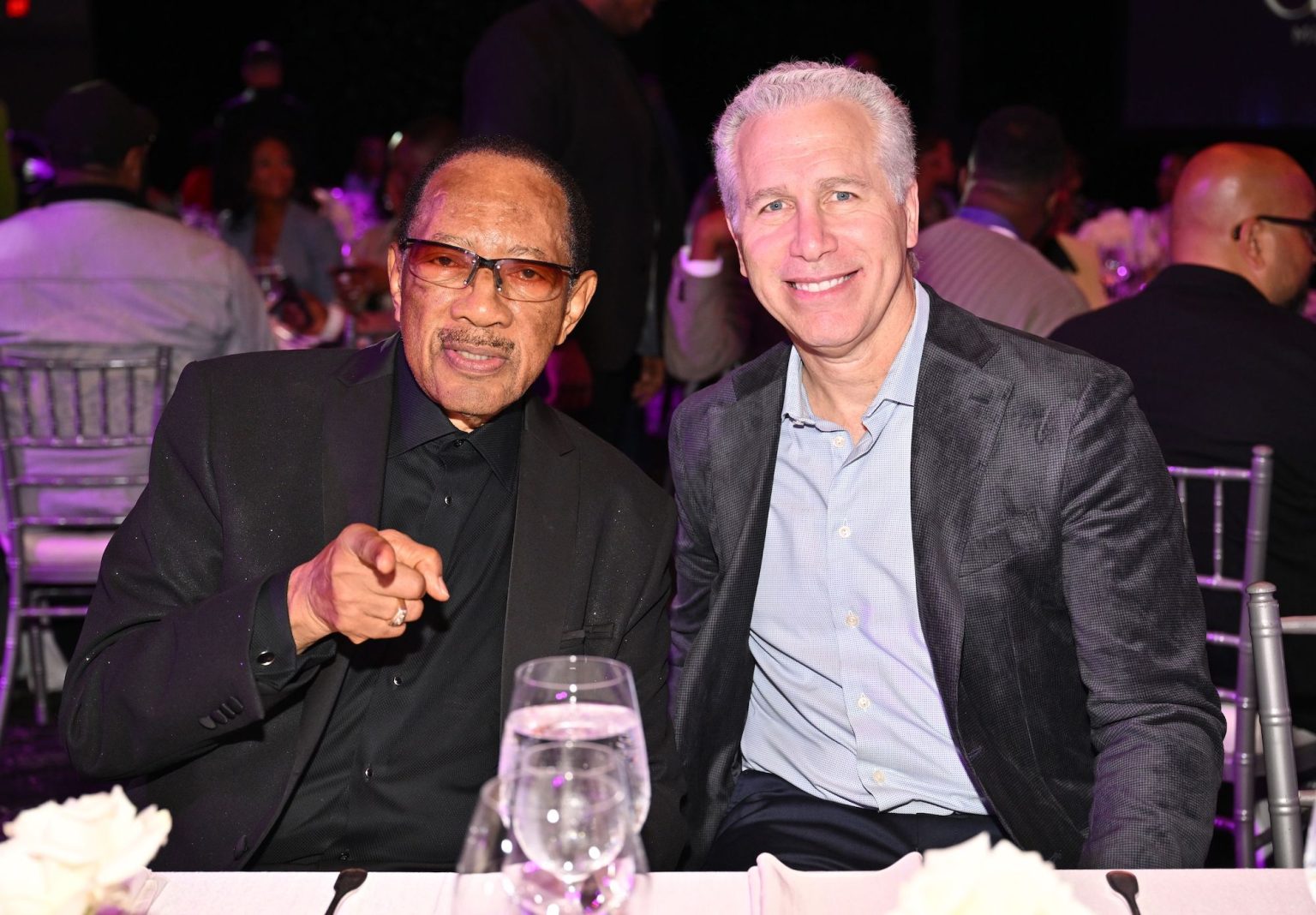ATLANTA, GEORGIA - APRIL 03: (L-R) Bobby Jones and Mike Steinberg attend the 2025 BMI Trailblazers of Gospel Music Awards at Flourish Atlanta on April 03, 2025 in Atlanta, Georgia. (Photo by Derek White/Getty Images for BMI)