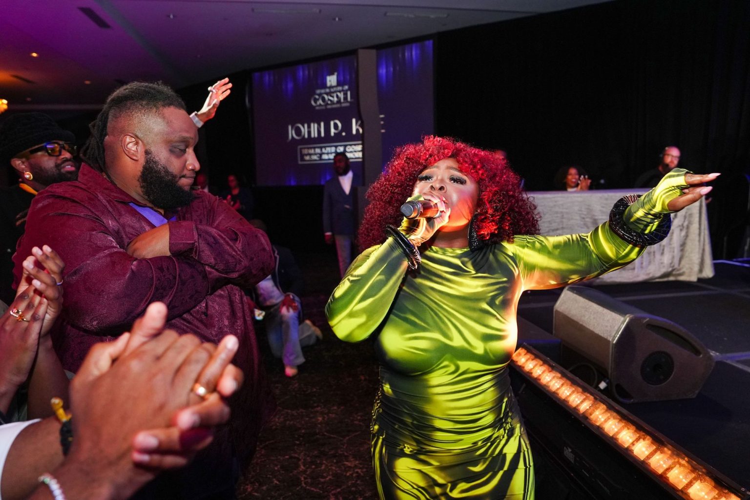 ATLANTA, GEORGIA - APRIL 03: Jekalyn Carr performs during attend the 2025 BMI Trailblazers of Gospel Music Awards at Flourish Atlanta on April 03, 2025 in Atlanta, Georgia. (Photo by Erika Goldring/Getty Images for BMI)